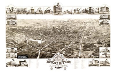 Bird’s eye view of Brockton, Massachusetts in 1882