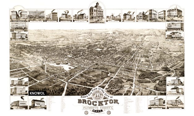 Bird’s eye view of Brockton, Massachusetts in 1882
