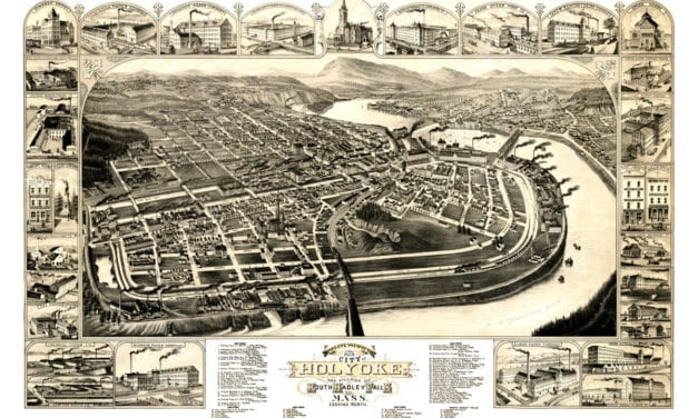 Old map showing Holyoke, Massachusetts in 1881