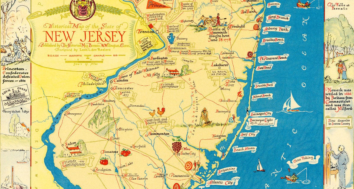 Amazing map of New Jersey filled with historical trivia