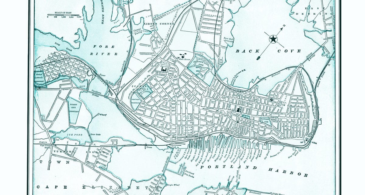 Vintage map of Portland, Maine from 1898