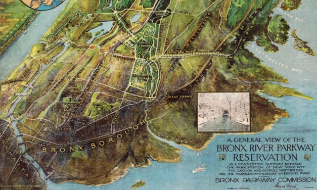 Beautiful illustrated map of Bronx River Parkway from 1915