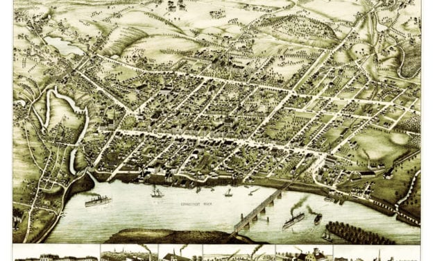 Bird’s eye view of Middletown, Connecticut in 1877