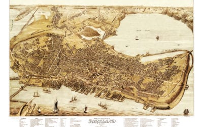 Beautiful old map of Portland, Maine in 1876