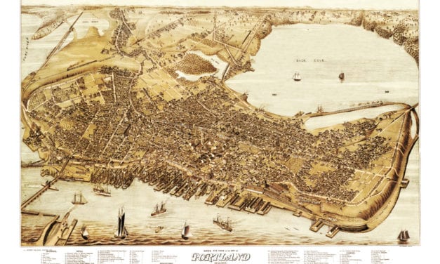 Beautiful old map of Portland, Maine in 1876