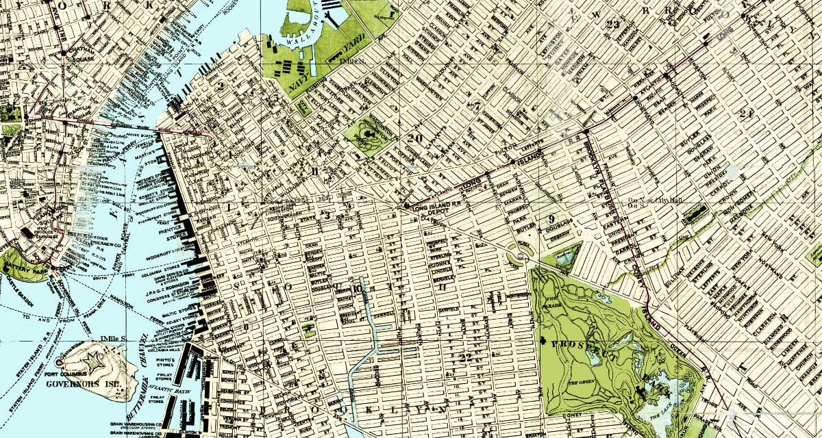 Vintage guide map and directory of Brooklyn from 1883