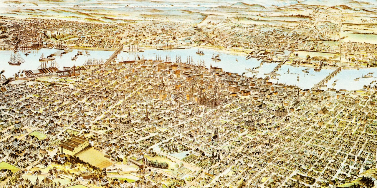 Amazing old map of Portland, Oregon from 1890