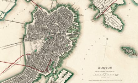 Aerial map of Boston, Charlestown and Roxbury, Massachusetts in 1853