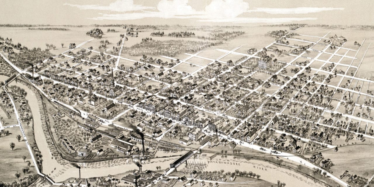 Beautifully restored map of Midland, Michigan from 1884