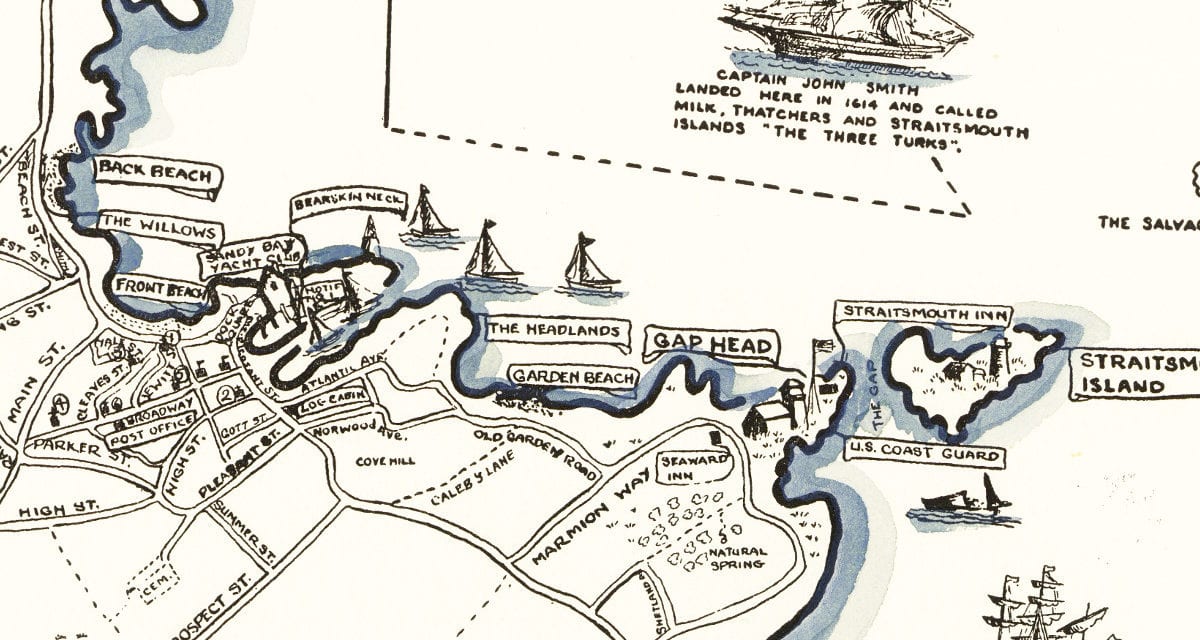 Beautiful map of Rockport, Massachusetts from 1940