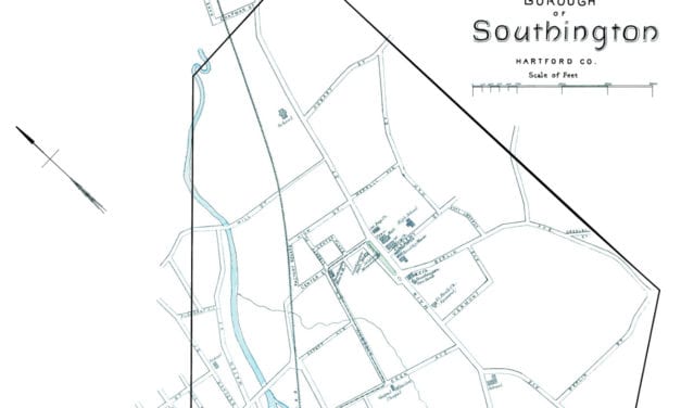 Historic map of the borough of Southington, CT from 1893