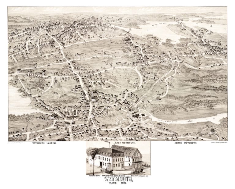 Historical map of Weymouth, Massachusetts from 1880 KNOWOL