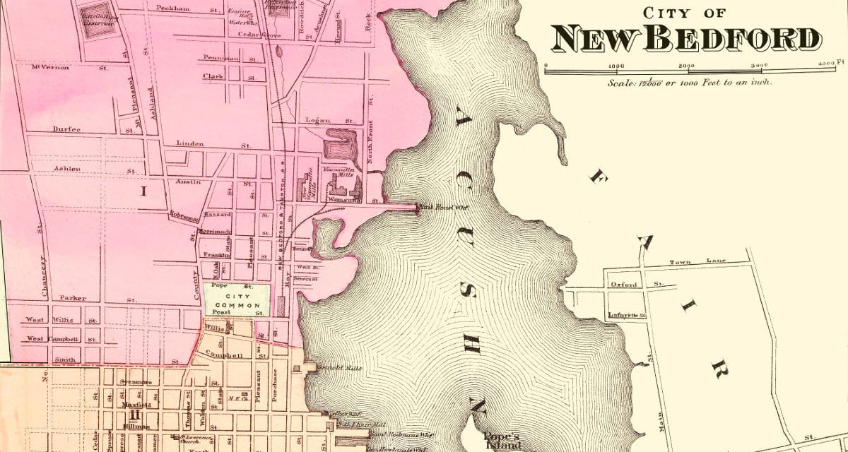 Historical map of New Bedford, Massachusetts from 1871