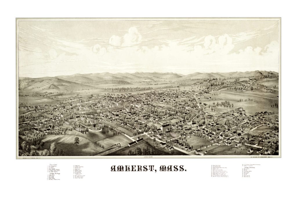 Beautiful old map of Amherst, Massachusetts in 1886 - KNOWOL