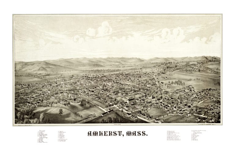 Beautiful old map of Amherst, Massachusetts in 1886 - KNOWOL