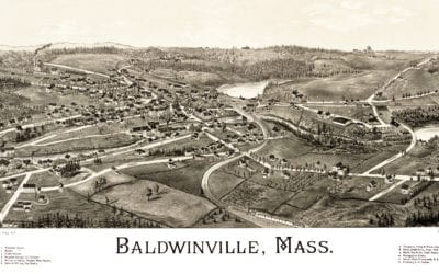 Hand Drawn Map of Baldwinville, Massachusetts from 1886