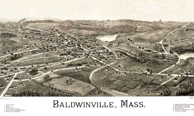Hand Drawn Map of Baldwinville, Massachusetts from 1886