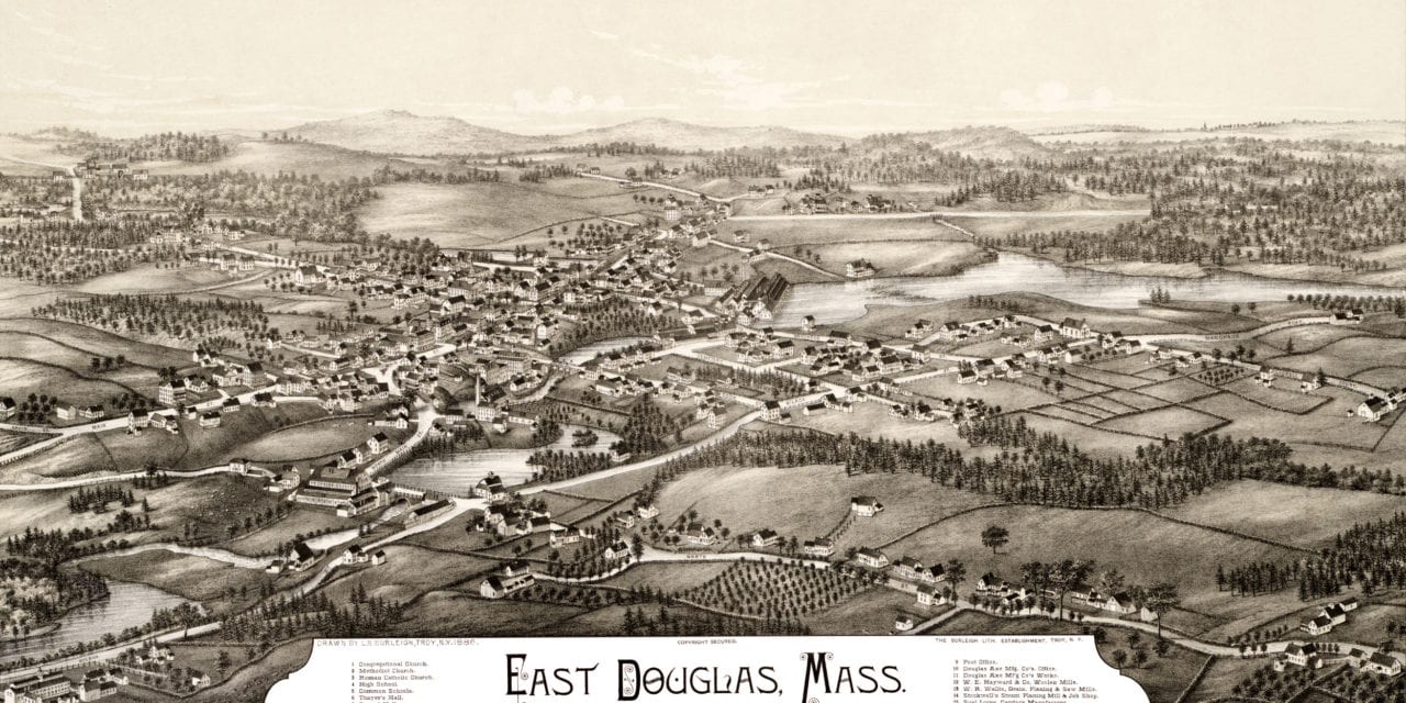 Beautifully detailed map of East Douglas, Mass from 1886