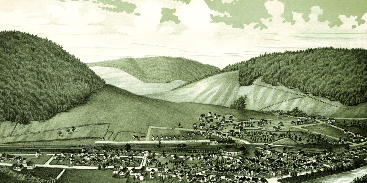 Amazing bird’s eye view of Hallstead, PA in 1887