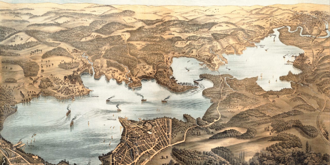 Beautifully restored map of Chautauqua Lake from 1885