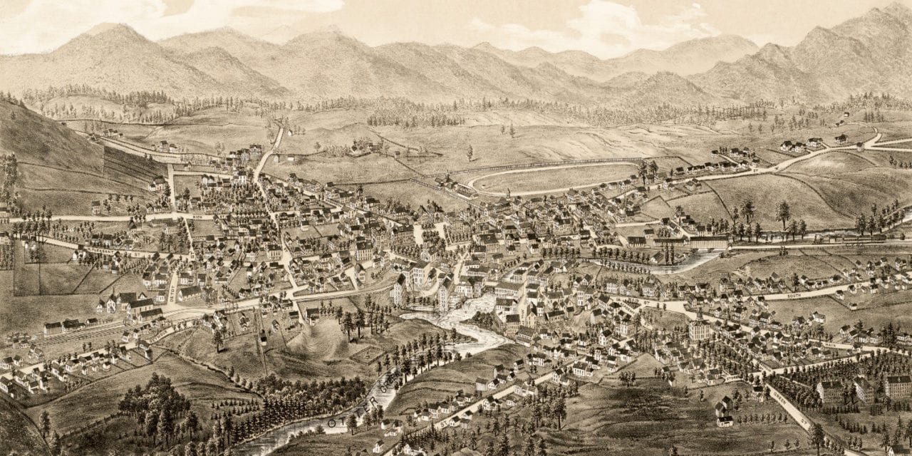 Beautiful hand drawn map of Middlebury, Vermont from 1886