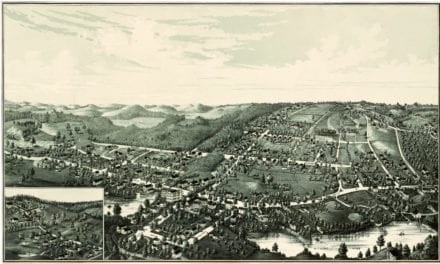 Hand drawn map of Plainville, Massachusetts from 1887