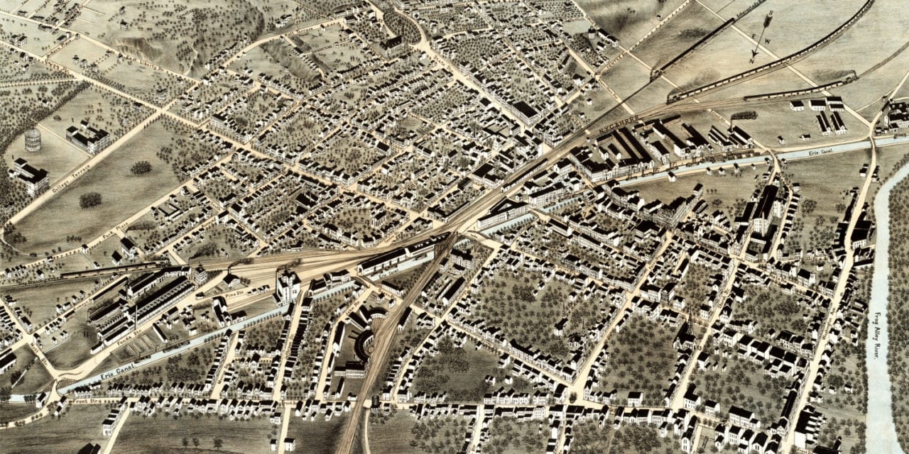 Beautiful bird’s eye view of Schenectady, NY in 1875