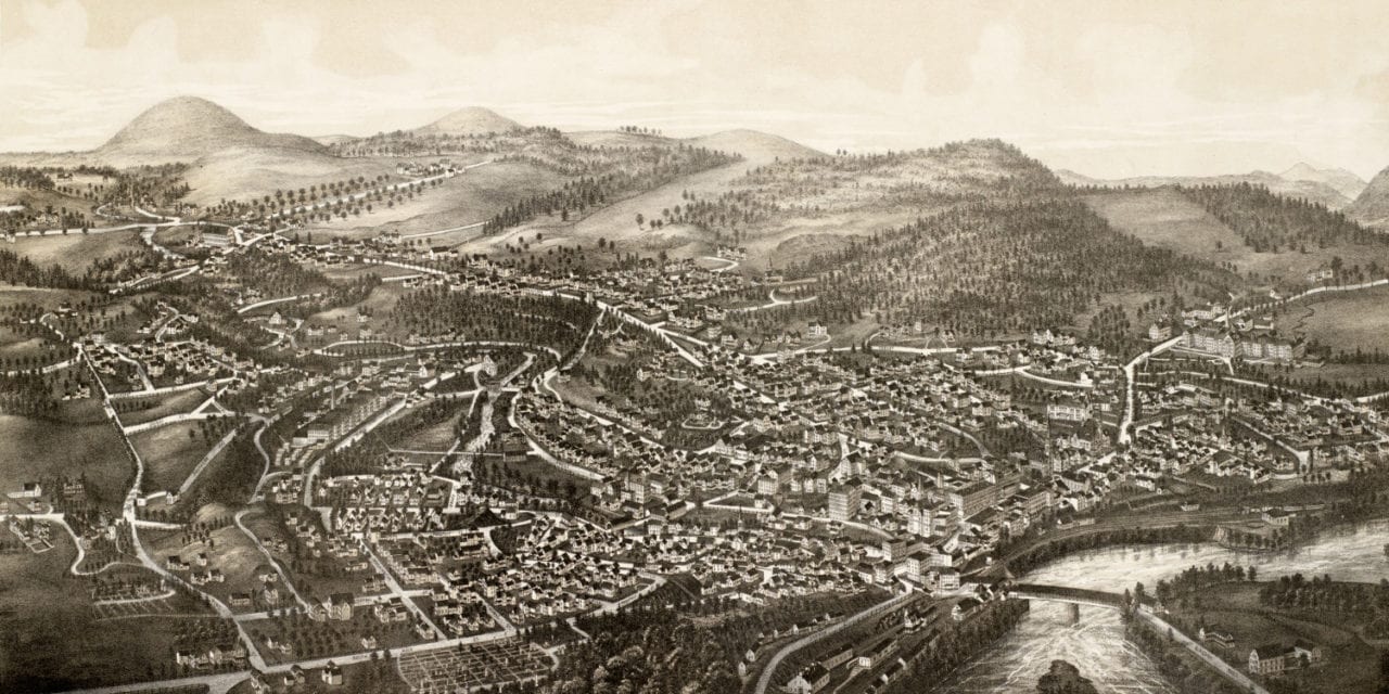 Hand drawn map of Brattleboro, Vermont from 1886