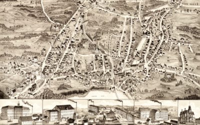 Bird’s eye view of Gardner, Massachusetts in 1880