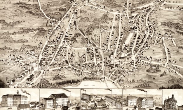 Bird’s eye view of Gardner, Massachusetts in 1880