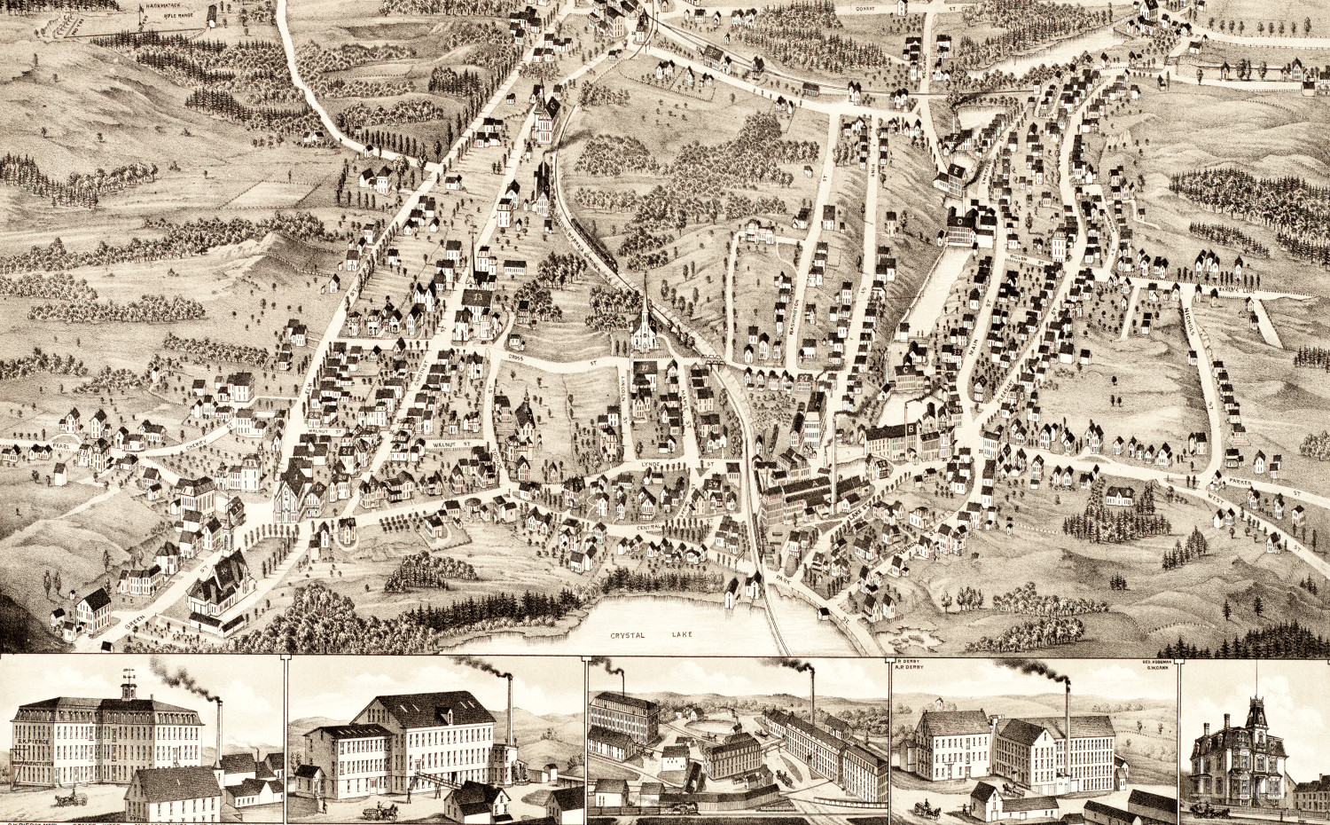 Bird’s eye view of Gardner, Massachusetts in 1880 KNOWOL