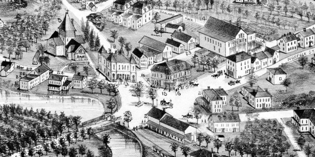 Beautifully restored map of Mattapan, MA from 1890