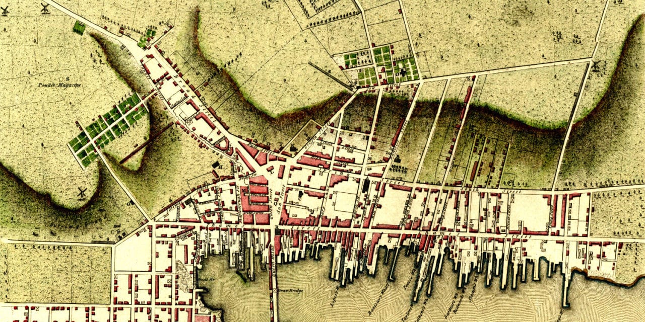 Plan of Newport, Rhode Island created in 1777 by the invading British Army