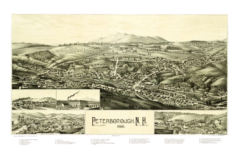 Historic map of Peterborough, New Hampshire from 1886 KNOWOL