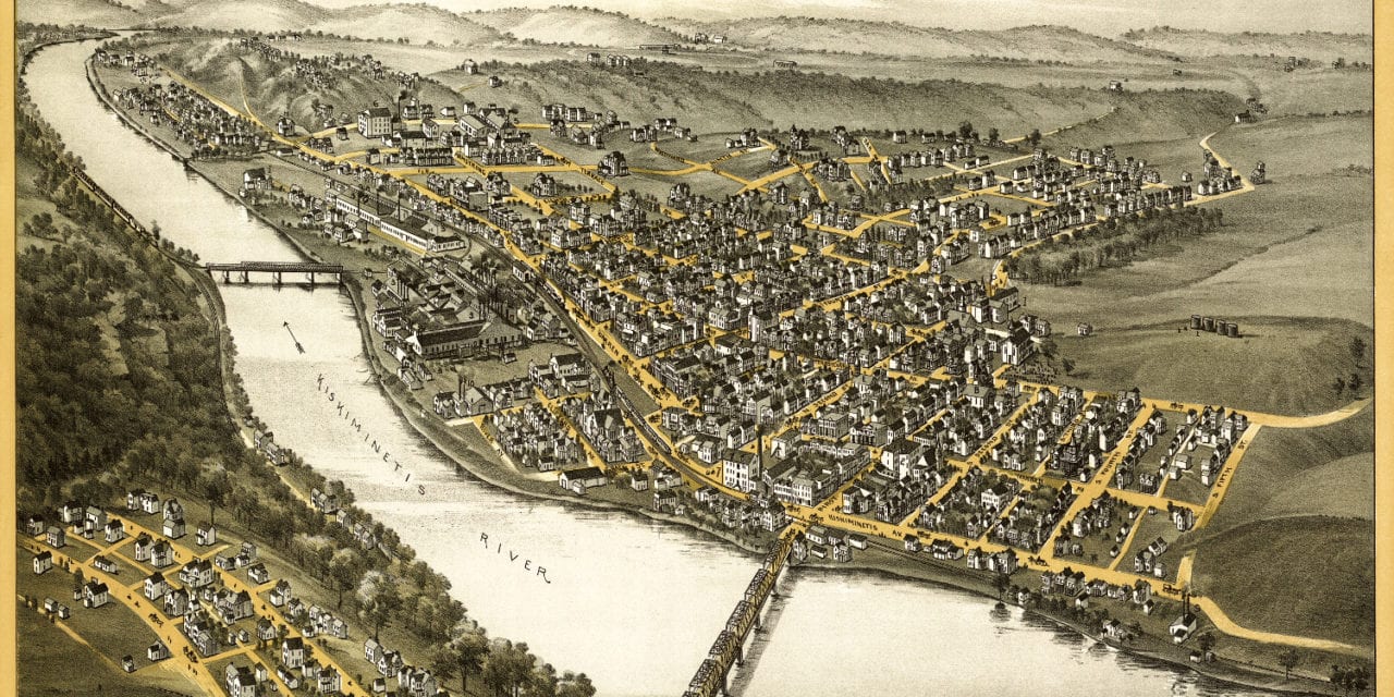 Bird’s eye view of Apollo, Pennsylvania in 1896