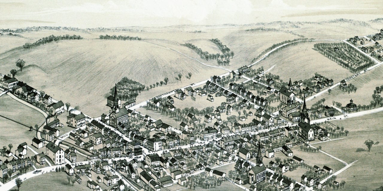 Bird’s eye view of Bath, Pennsylvania in 1885