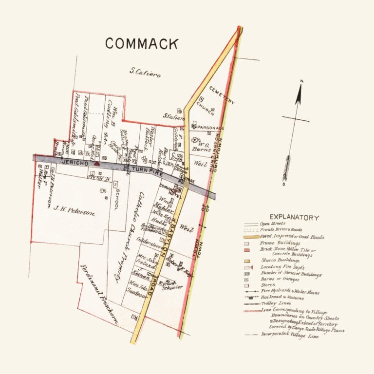 Old road map of Commack, New York from 1915 - KNOWOL