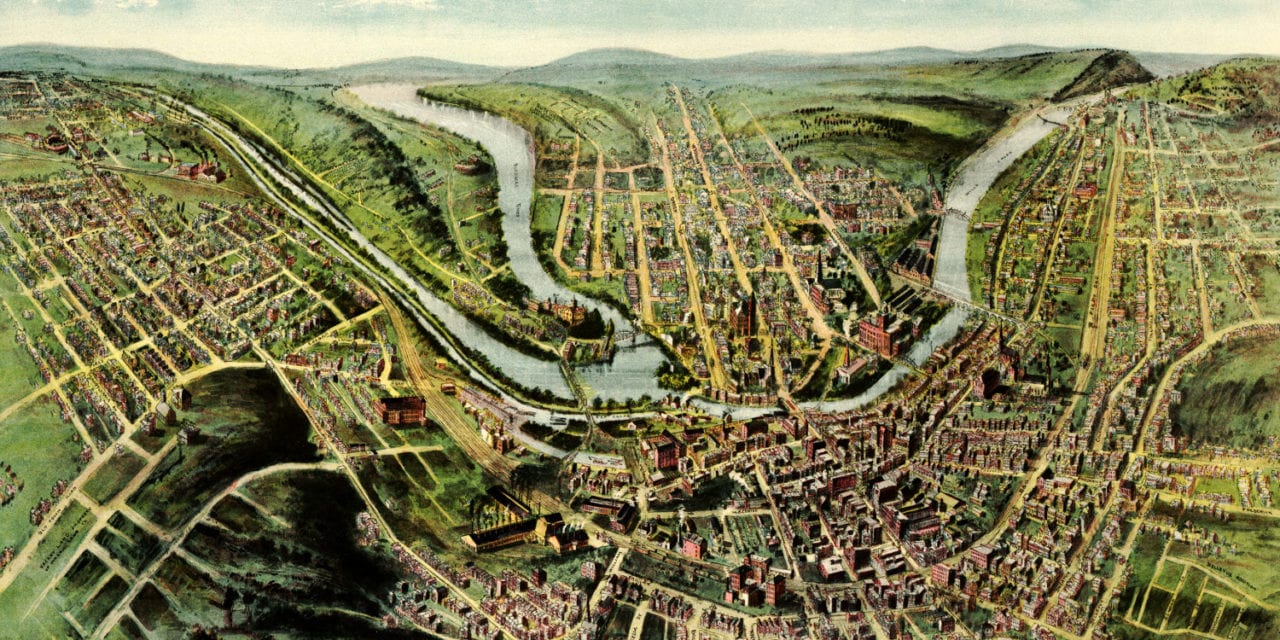 Beautifully restored map of Cumberland, Maryland from 1906