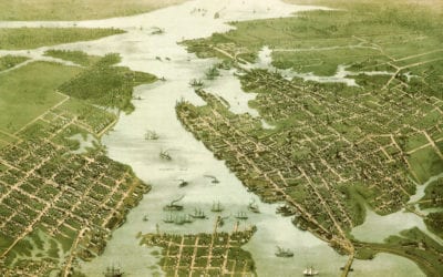 Beautifully restored map of Norfolk & Portsmouth, Virginia from 1873