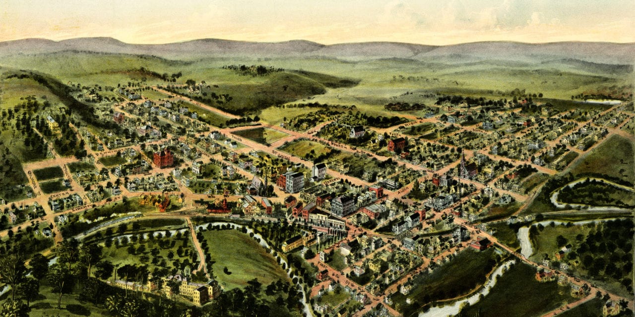 Beautiful bird’s eye view of Oakland, Maryland from 1906