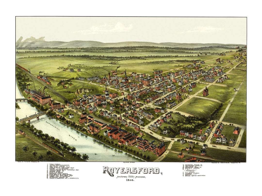 Beautifully detailed map of Royersford, PA from 1893 KNOWOL