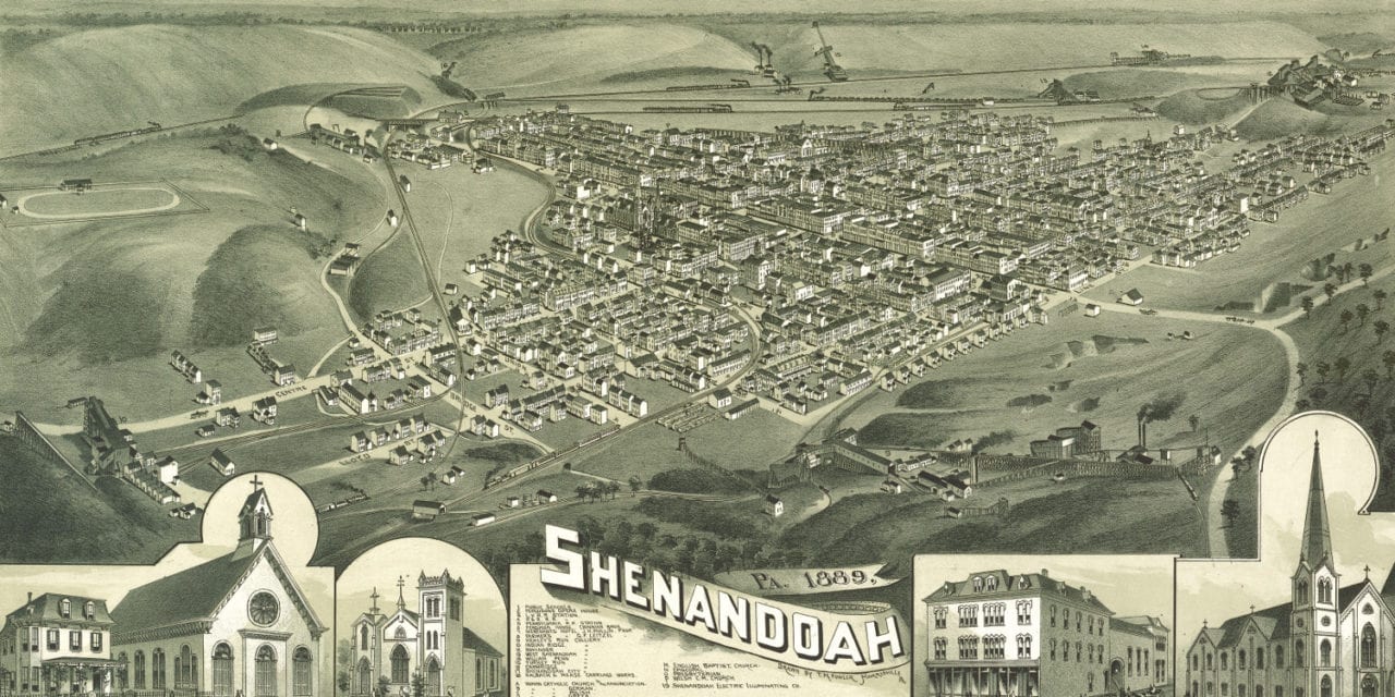 Beautiful bird’s eye view of Shenandoah, PA from 1889