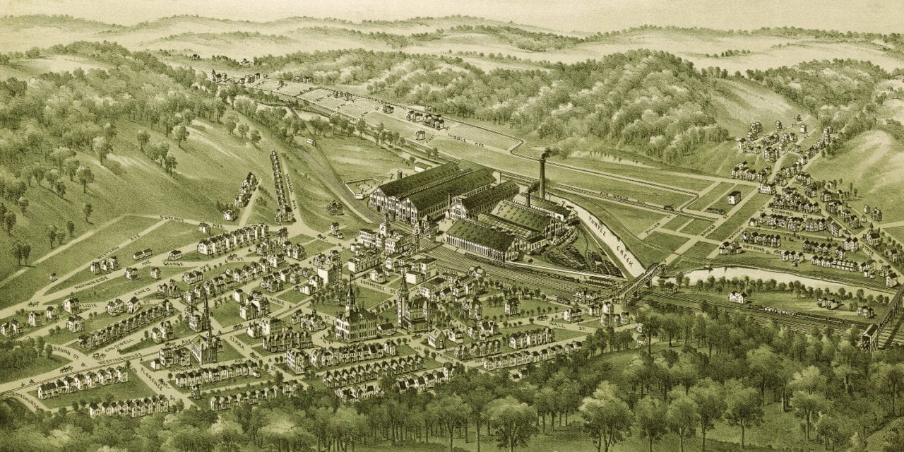 Beautiful bird’s eye view of Wilmerding, PA from 1897