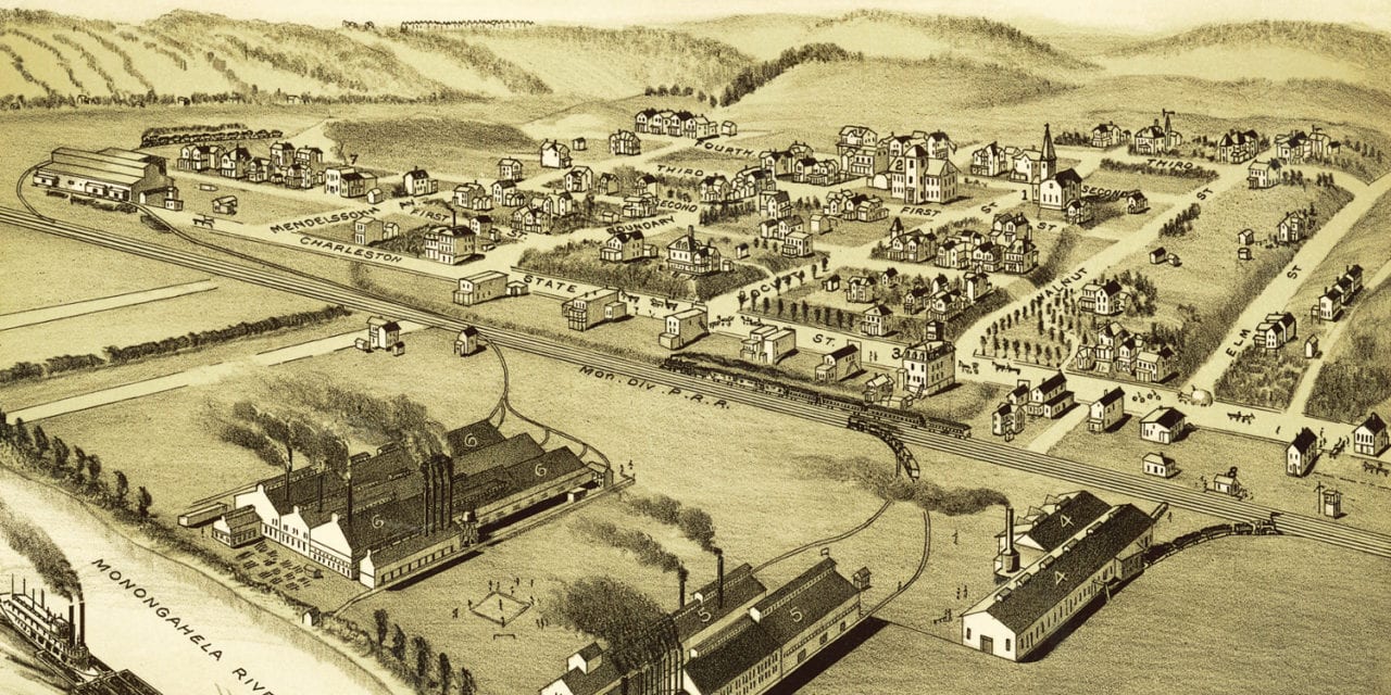 Bird’s eye view of Wilson and Mendelssohn, PA in 1902