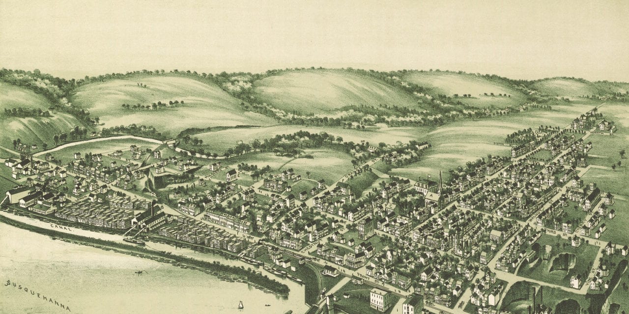 Bird’s eye view of Wrightsville, Pennsylvania in 1894