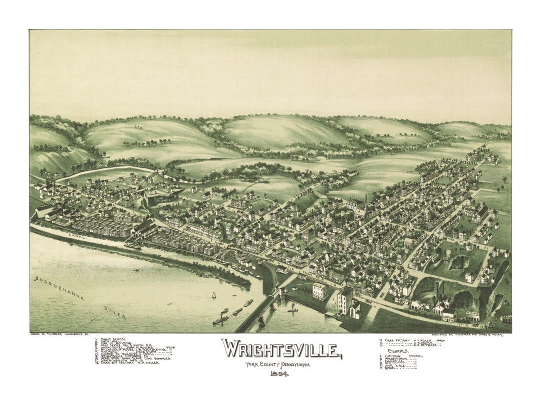 Bird's eye view of Wrightsville, Pennsylvania in 1894 KNOWOL