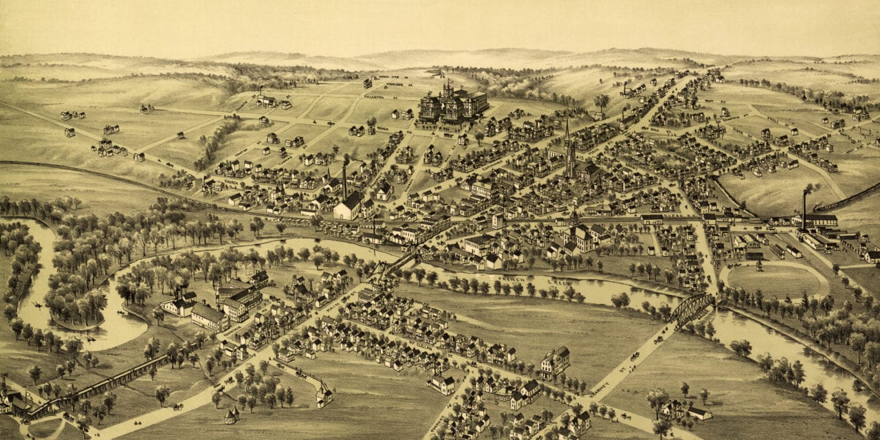 Old map shows bird’s eye view of Cambridgeboro, PA in 1895