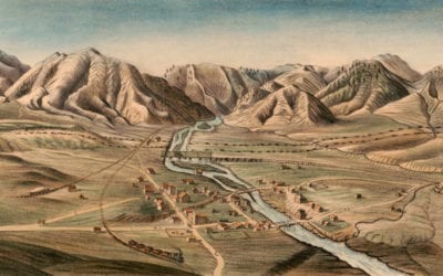 Bird’s eye view of Golden City, Colorado in 1870