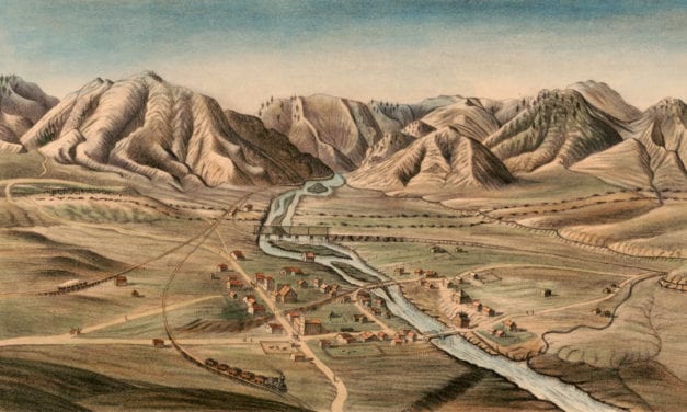 Bird’s eye view of Golden City, Colorado in 1870