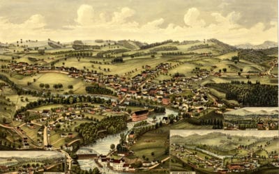 Beautiful old map of Henniker, New Hampshire from 1889